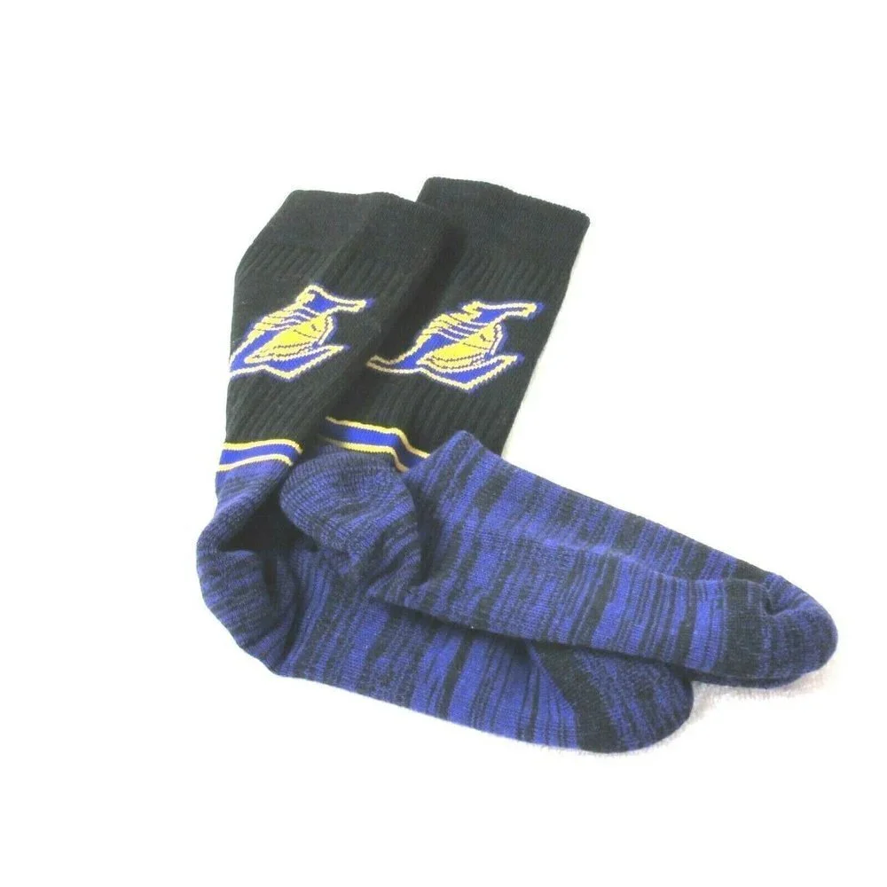 Los Angeles Lakers Men's NBA Parkway Crew length Socks Black Medium & Large NWT